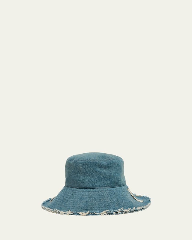 Fisherman Frayed Denim Bucket Hat